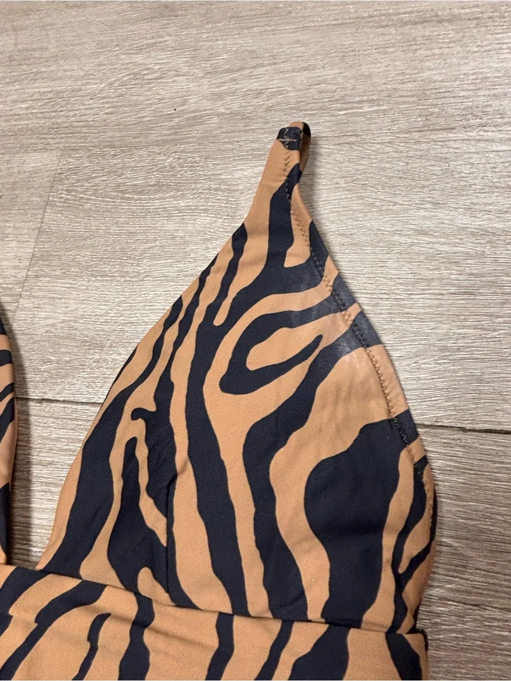 J Crew Zebra Striped Brown Black One Piece  Bathing Suit Womens 10